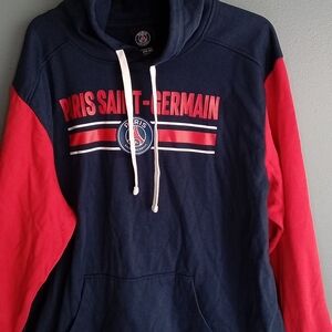 Paris Saint Germain Hoodie Navy Red Pullover Hooded Sweatshirt Men's Large‎
